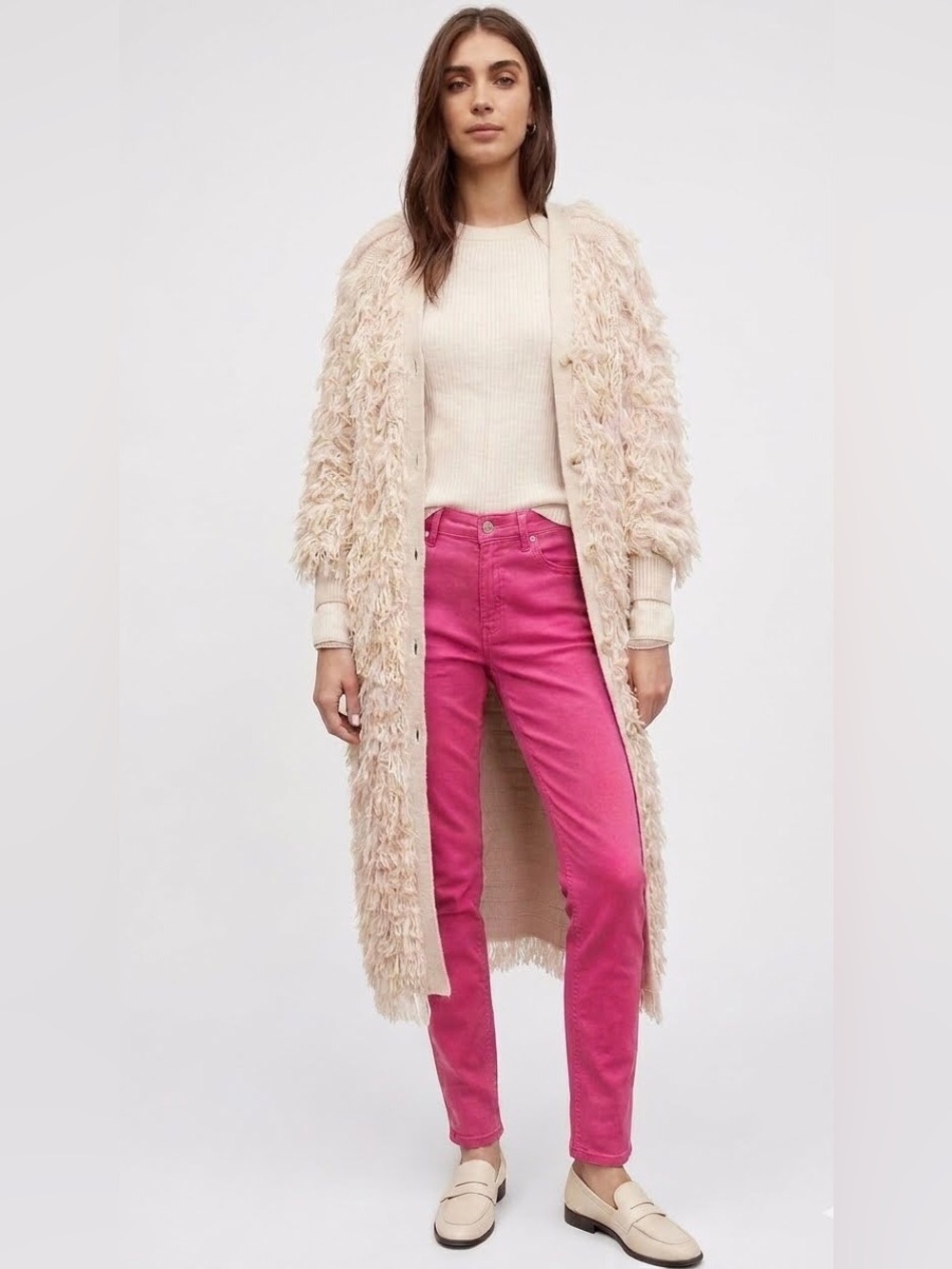 Oui Baxter Pink Fine Corduroy Pant Soft Stretch Jean Size 36 NWT